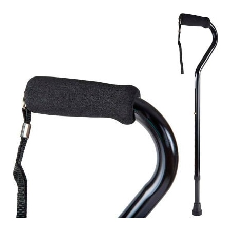 Healthsmart DMI Deluxe Lightweight Adjustable Walking Cane with Soft Foam Offset Hand Grip, Black 502-1304-0255